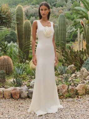 Caroline Constas Florentine Gown Dress Ivory White Silk